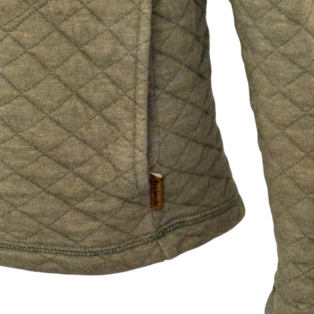 Avalanche Olive Green Quilted Long Sleeve Pullover Henley Sweatshirt Jacket sz M - Picture 9 of 9